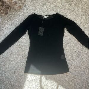 Grace Karin Black Sheer Top